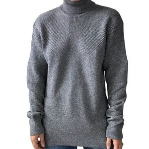 Rogue NWT Womens Gray Ribbed Wool Blend Turtleneck Soft Sweater XL
